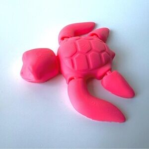 Articulated 3D Printed Pink Turtle Fidget Toy Posable Sculpture